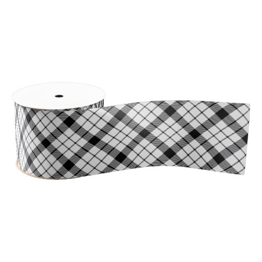 Ruban Gros-grain MacFarlane tartan noir blanc plaid (Bobine)