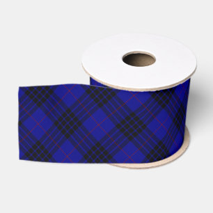 Ruban Gros-grain MacKay tartan bleu noir plaid