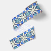 Ruban Gros-grain mandala coeurs motif bleu (Dos)