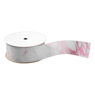 Ruban Gros-grain Marbre blanc rose