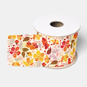 Ruban Gros-grain Mariage Florales de Tropicaux d'Hibiscus Orange Br