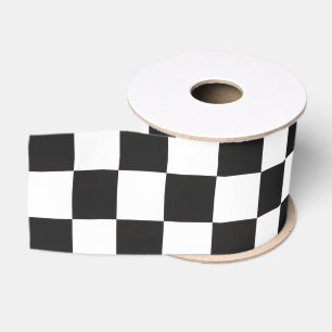 Ruban Gros-grain Mariage Moderne Motif à Carreaux Noir et Blanc