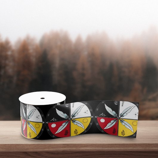 Ruban Gros-grain Medicine Wheel Mandala Round Indigenous