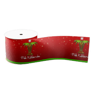 Ruban Gros-grain Mele Kalikimaka Palm Tree pour Noël