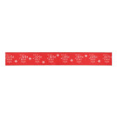 Ruban Gros-grain Merry Christmas Snow name pattern red (Devant)