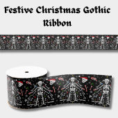 Ruban Gros-grain Merry Christmas Tree Skeleton Pattern