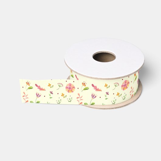 Ruban Gros-grain Modèle floral de printemps (Bobine)
