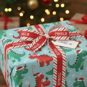 Ruban Gros-grain Modern Red and Green Candy Cane Stripes Pattern