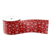 Ruban Gros-grain Modern Red & White Snowflake Christmas Holiday  (Bobine)