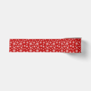 Ruban Gros-grain Moderne Noël flocon de neige rouge et blanc