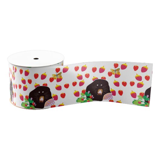 Ruban Gros-grain Mole mignon, fraises, papillon (Bobine)