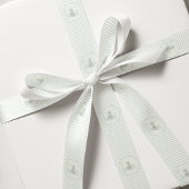 Ruban Gros-grain Monogramme Pastel Vert et blanc rayé