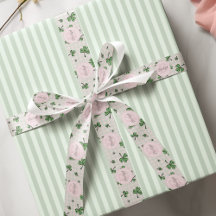 Monogramme rose et vert Shamrocks & En vichy