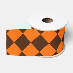 Ruban Gros-grain Motif à carreaux diamant marron orange