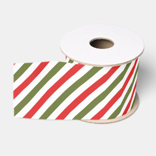 Ruban Gros-grain Motif à rayures de Noël Rouge Vert Blanc Rétro