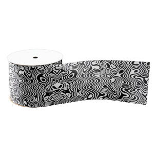 Ruban Gros-grain Motif abstrait noir et blanc