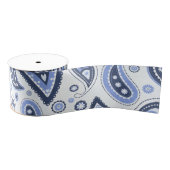 Ruban Gros-grain Motif Blue Paisley (Bobine)