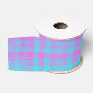 Ruban Gros-grain Motif carreaux rose bleu violet