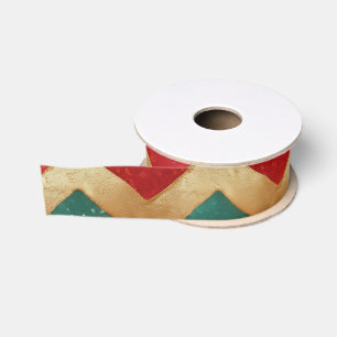 Ruban Gros-grain Motif Chevron Rouge Vert Or Élégant