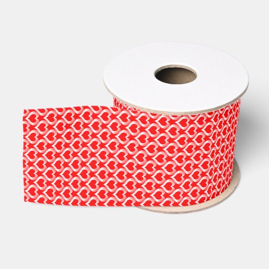 Ruban Gros-grain Motif coeurs rouges blancs (Bobine)