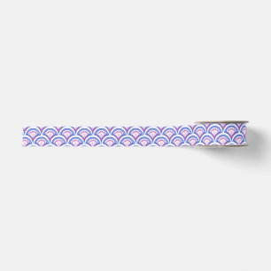 Ruban Gros-grain motif damassé floral bleu