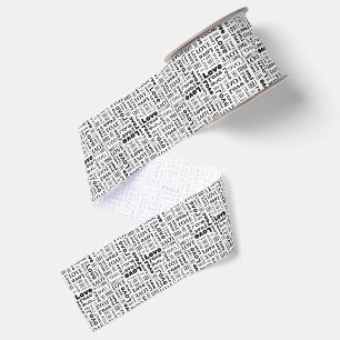 Ruban Gros-grain Motif d'amour avec lettres noires