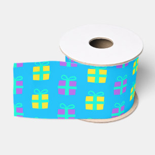 Ruban Gros-grain Motif de cadeau de vacances coloré – Noël festif