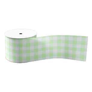 Ruban Gros-grain Motif de chèques En vichy vert clair