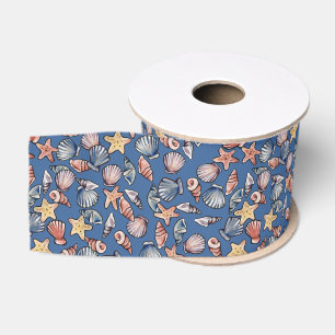 Ruban Gros-grain Motif de coquillage Coquillages Océan Mer Coquille