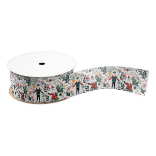 Ruban Gros-grain Motif de Festive Père Noël