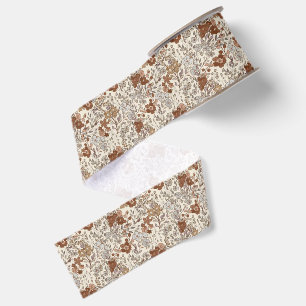 Ruban Gros-grain Motif de fleurs de nature marron floral sauvage vi
