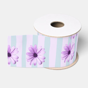 Ruban Gros-grain Motif de marguerite bleue et violette