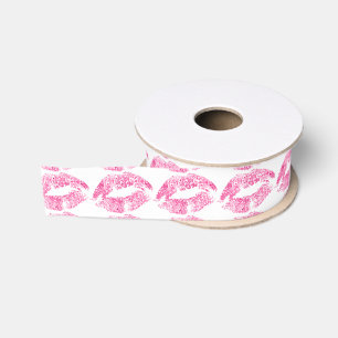 Ruban Gros-grain Motif de Parties scintillant de lèvres roses