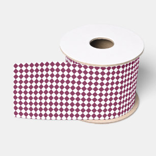 Ruban Gros-grain Motif diamant à carreaux blanc et burgundy