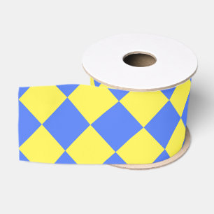 Ruban Gros-grain Motif diamant à carreaux jaune bleu