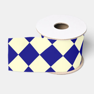 Ruban Gros-grain Motif diamant à carreaux jaune bleu