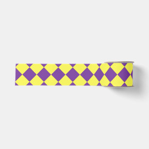 Ruban Gros-grain Motif diamant à carreaux jaune violet