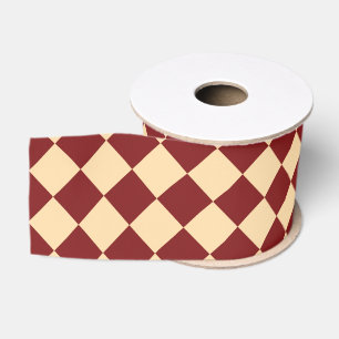 Ruban Gros-grain Motif diamant à carreaux rouge jaune