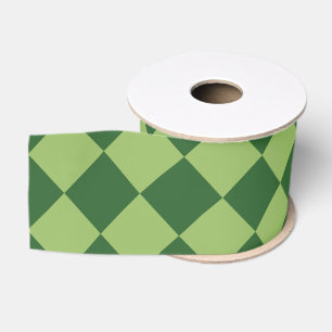 Ruban Gros-grain Motif diamant à carreaux verts