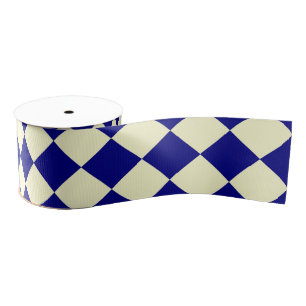 Ruban Gros-grain Motif diamant jaune Checker bleu