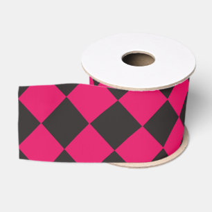 Ruban Gros-grain Motif diamant rose noir Checker