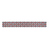 Ruban Gros-grain Motif d'Ikat - rouge foncé, noir et blanc (Devant)