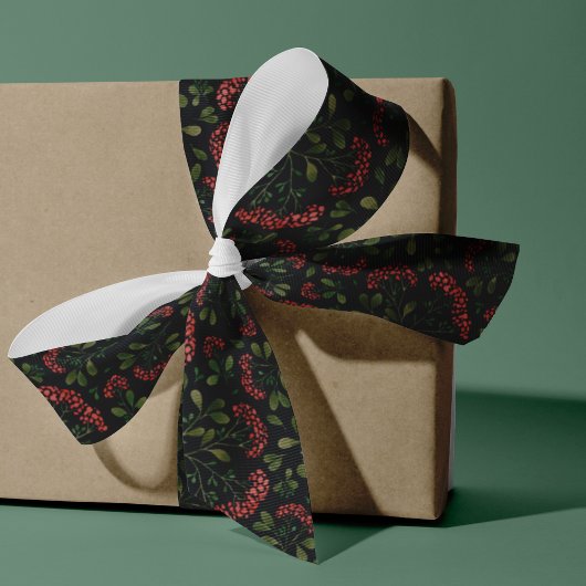 Ruban Gros-grain Motif du bouquet d'hiver