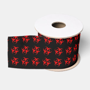 Ruban Gros-grain Motif du symbole Biodanger Rouge