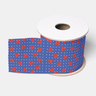 Ruban Gros-grain Motif fraise avec points