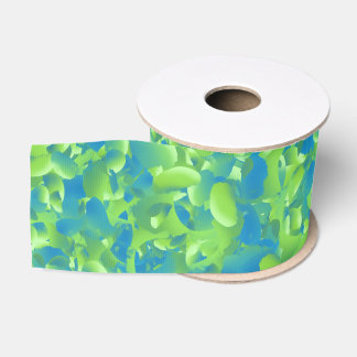 Ruban Gros-grain Motif géométrique abstrait bleu vert