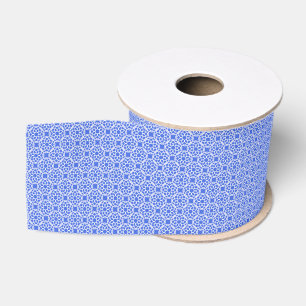 Ruban Gros-grain Motif géométrique bleu blanc sans couture