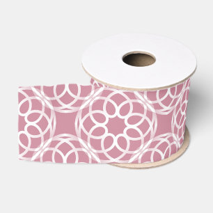 Ruban Gros-grain Motif géométrique sans couture rose blanc