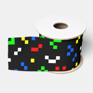 Ruban Gros-grain Motif graphique de jeu vidéo rétro 8 bits