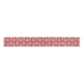 Ruban Gros-grain Motif Ikat Aztec - Rouge foncé et blanc (Devant)